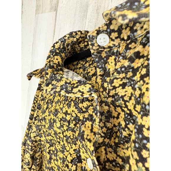 Ann Mashburn Shirt L Corduroy Liberty London Yellow Floral Button Down Popover - Picture 4 of 13